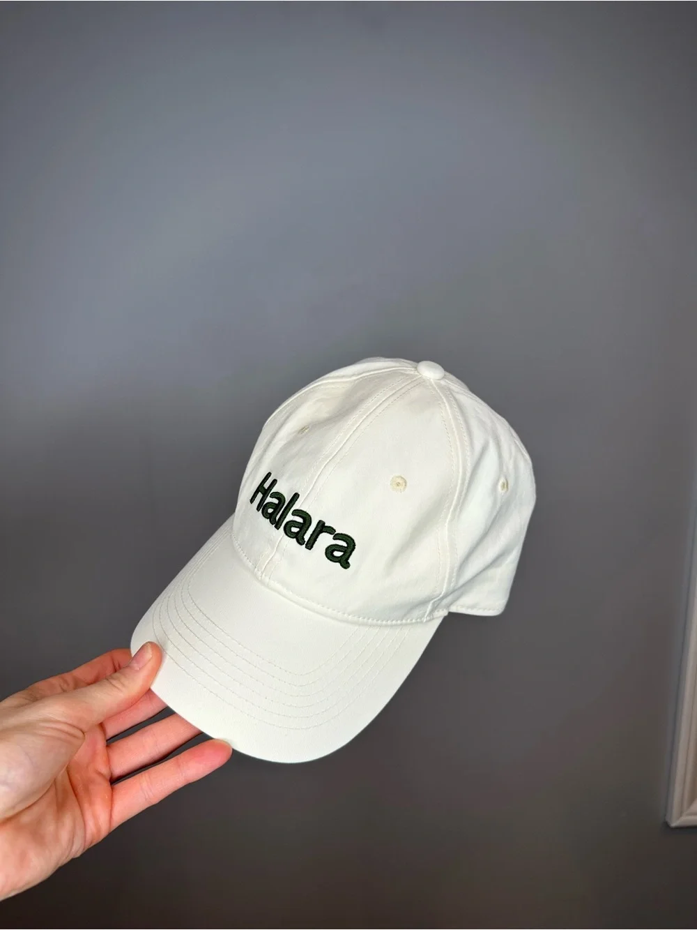 HALARA White Baseball Cap with Black Logo